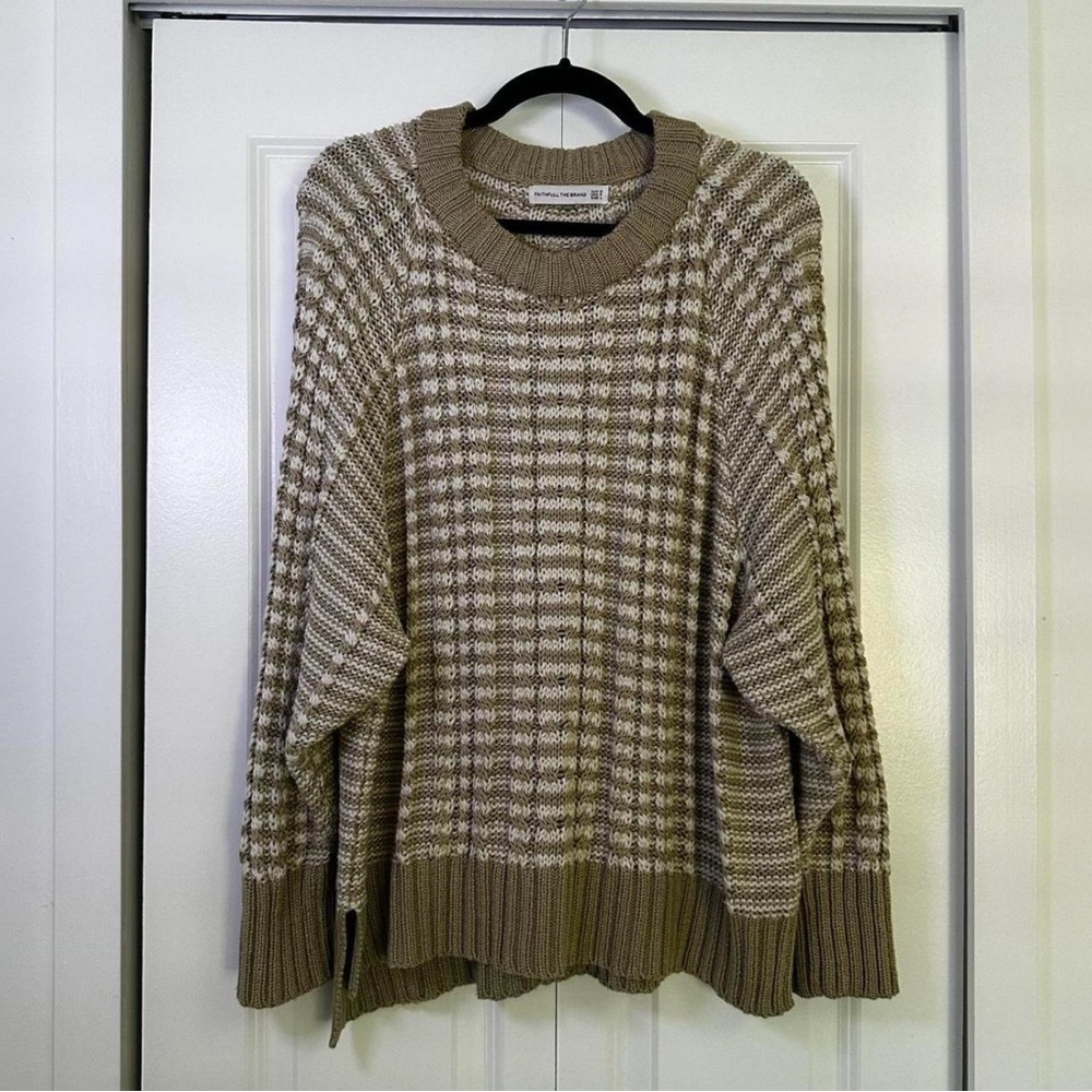 Faithfull‎ The Brand Chunky Knit Sweater Beige Oversized Coastal Chic Large